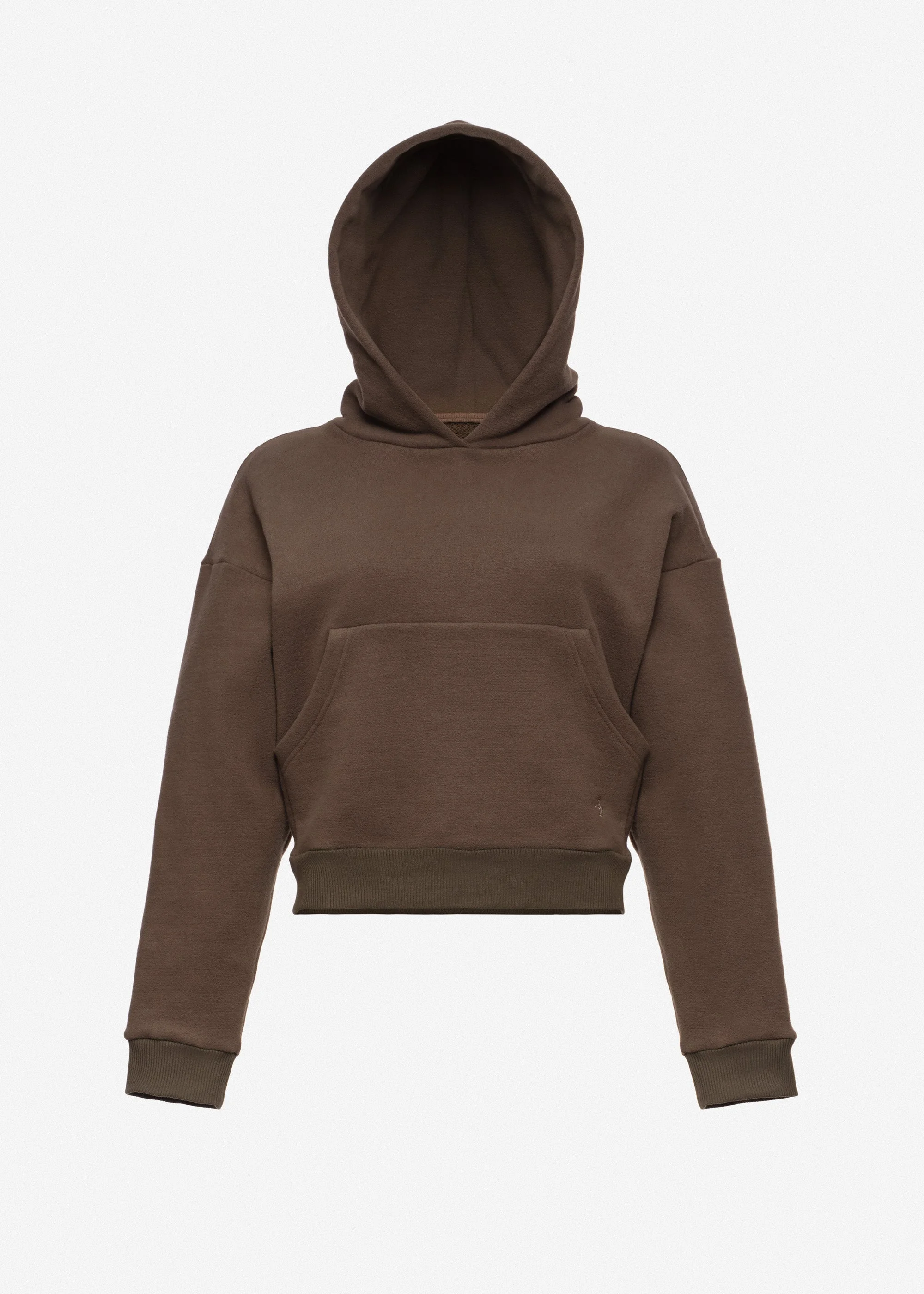 Cropped cotton hoodie with monogram embroidery in grey - 1