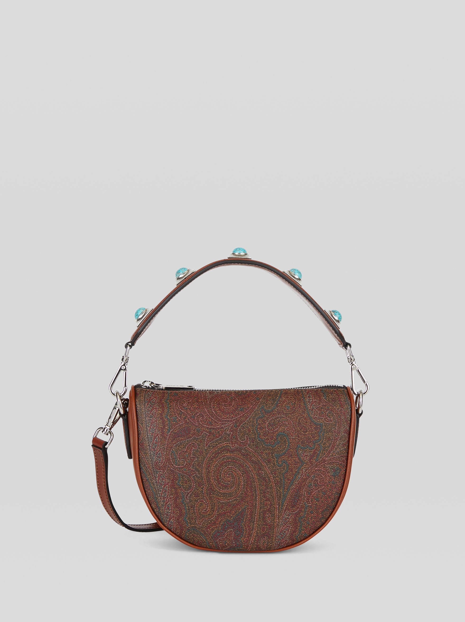 CROWN ME MINI PAISLEY HANDBAG WITH TURQUOISE STUDS - 1