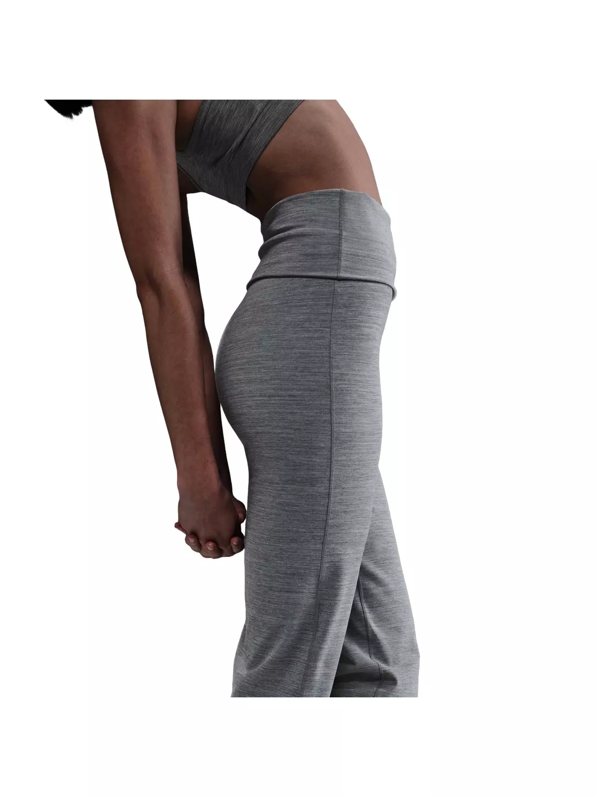 Women's One Dri-FIT High-Waisted Fold-Over Pants - Grey - 3