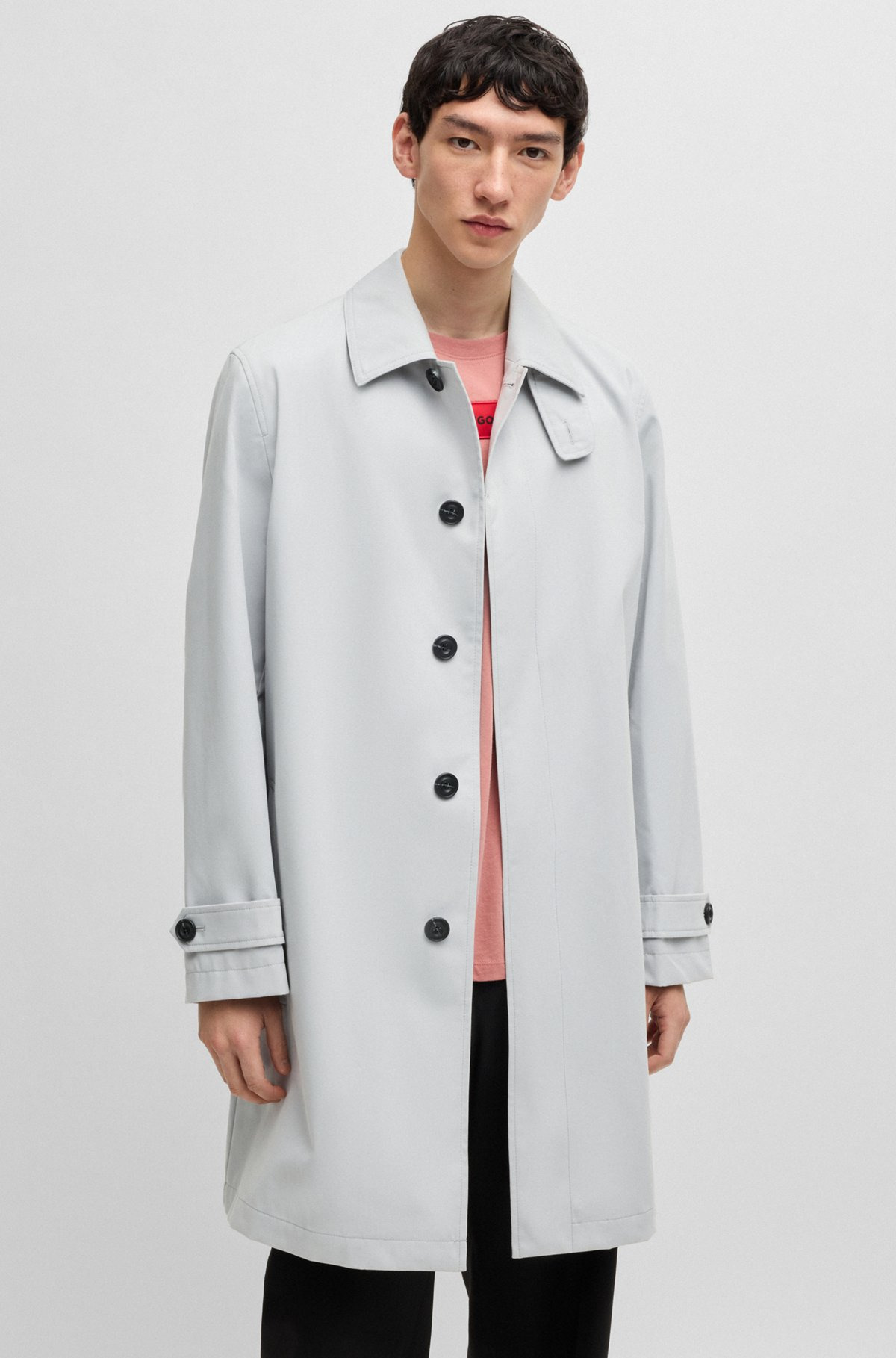 REGULAR-FIT COAT IN WATER-REPELLENT GABARDINE - 2