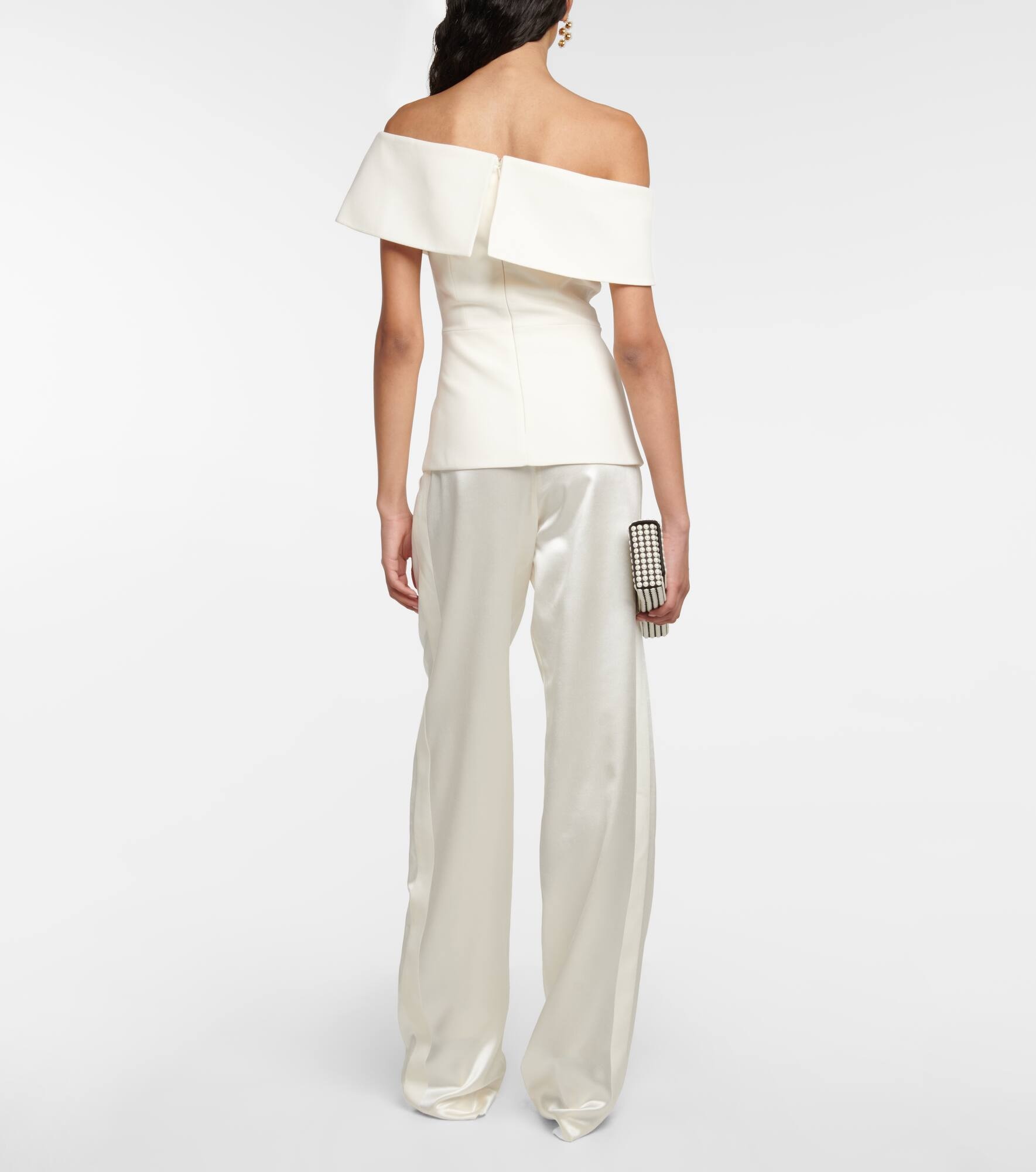 Bridal Eimear off-shoulder crêpe top - 3