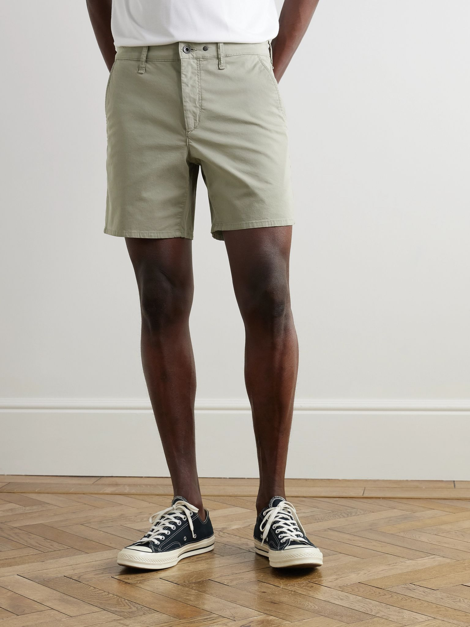 Straight-Leg Cotton-Blend Shorts Green - 3