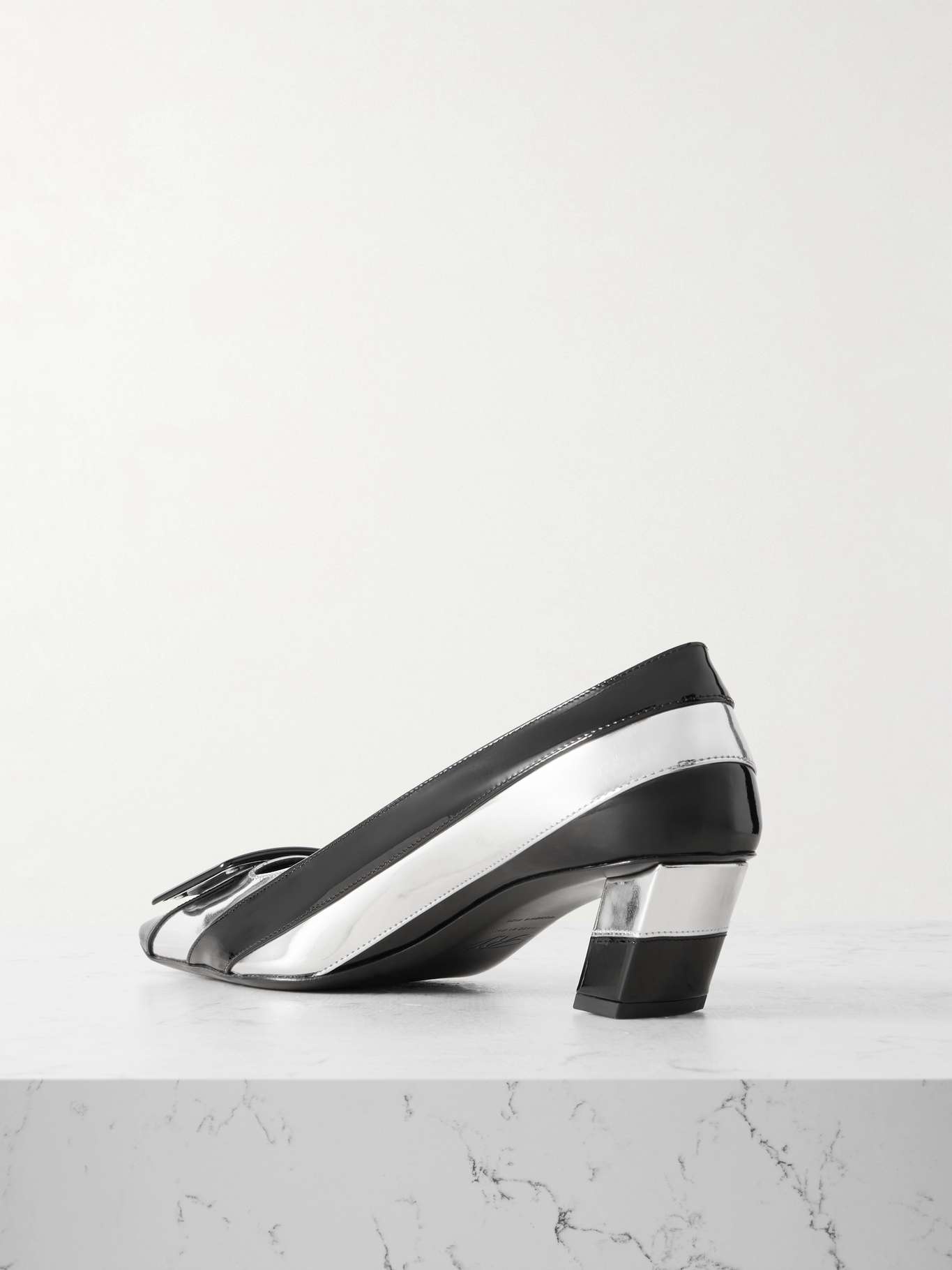 Belle Vivier embellished striped metallic and patent-leather pumps - 3