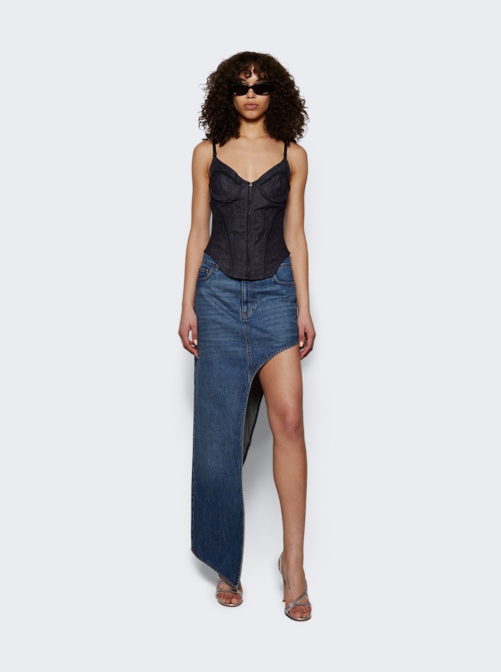 Corset Denim Top Raw Blue And Black - 5