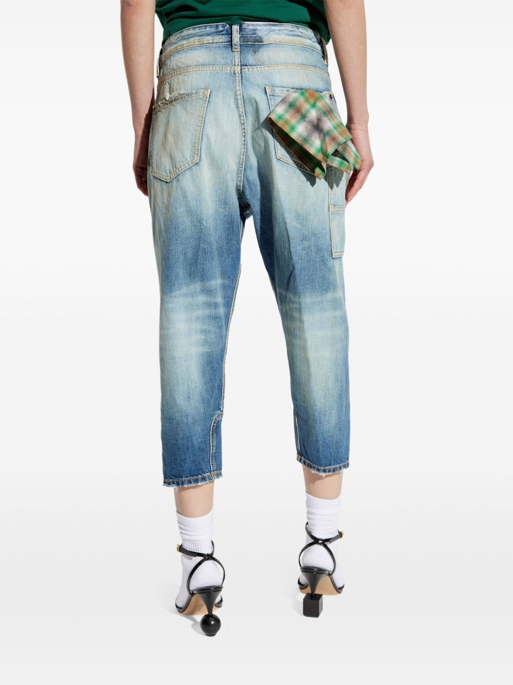 distressed cropped jeans - 3