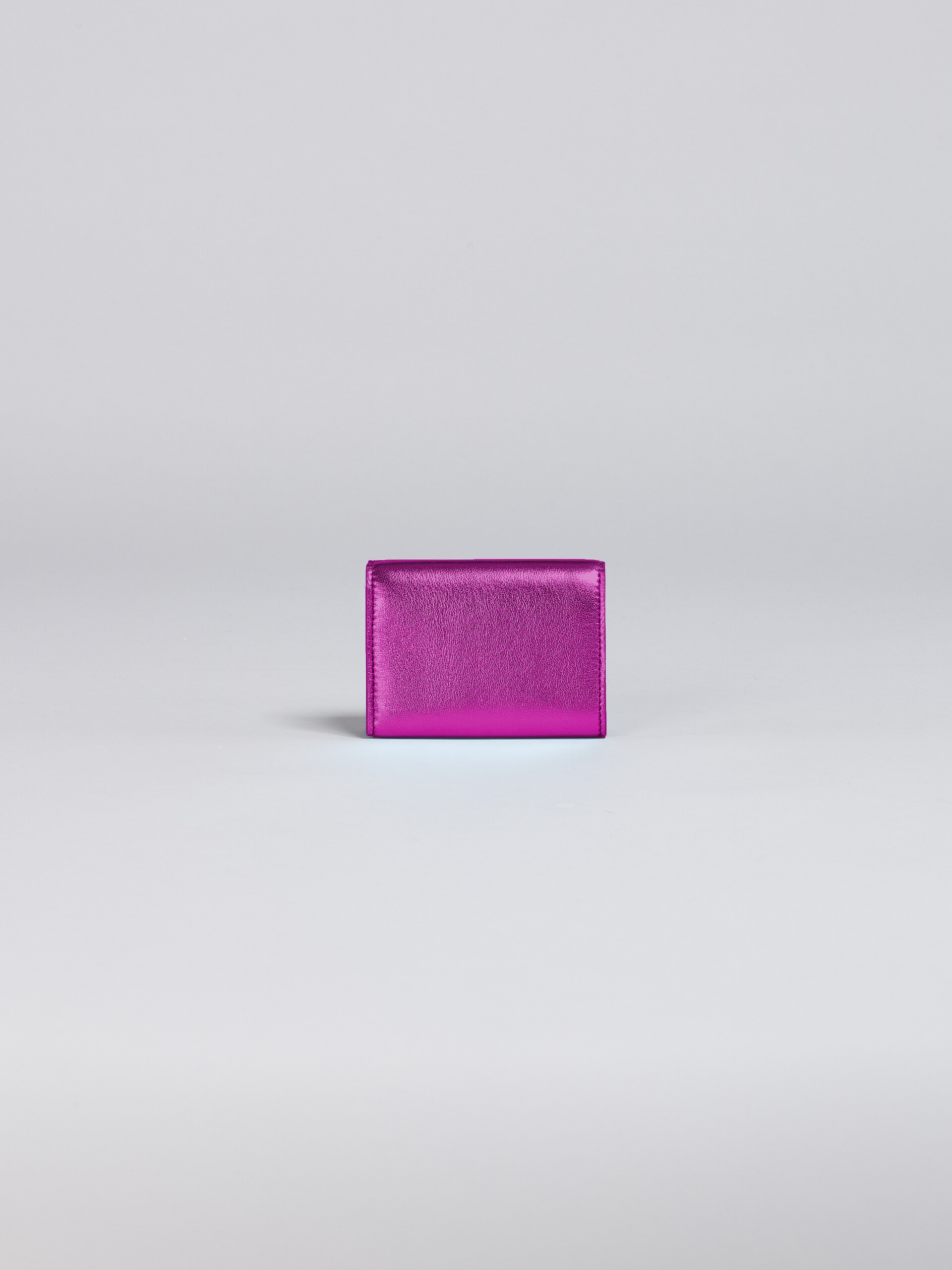 PINK METALLIC LEATHER TRI-FOLD WALLET - 3