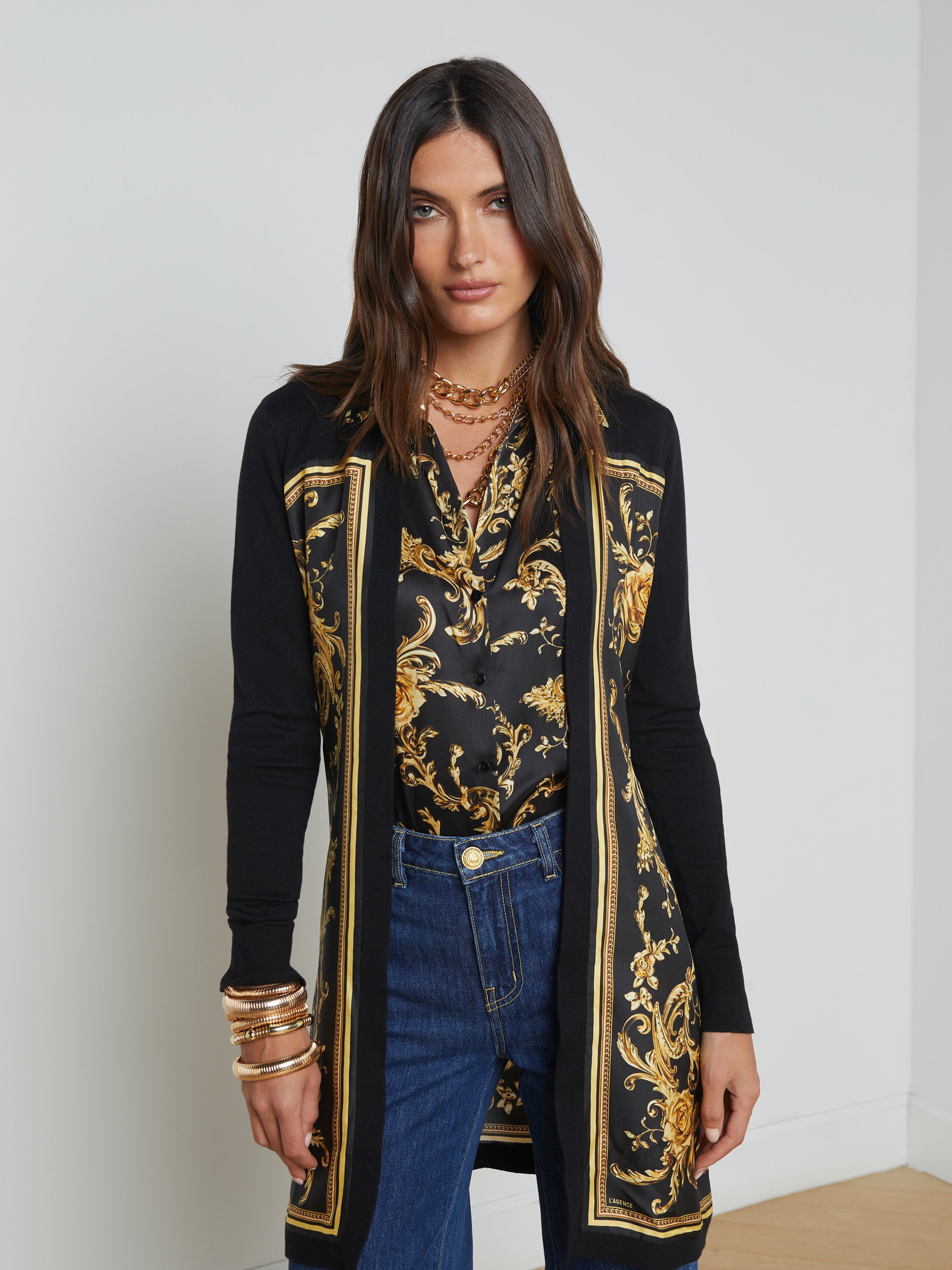 Beverly Silk Panel Cardigan - 4