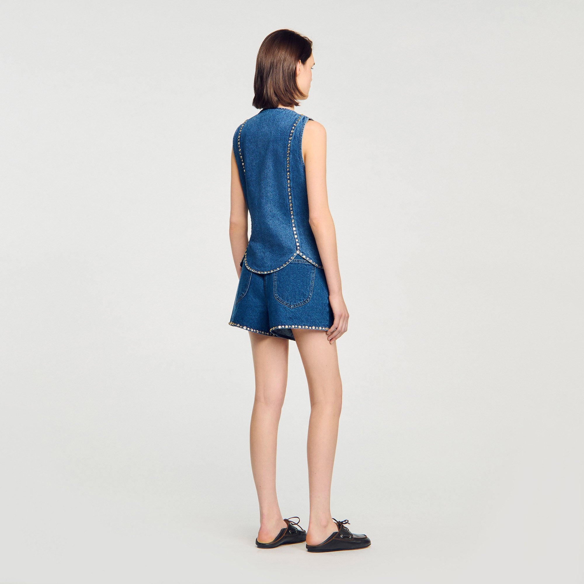 RHINESTONE DENIM TOP - 5