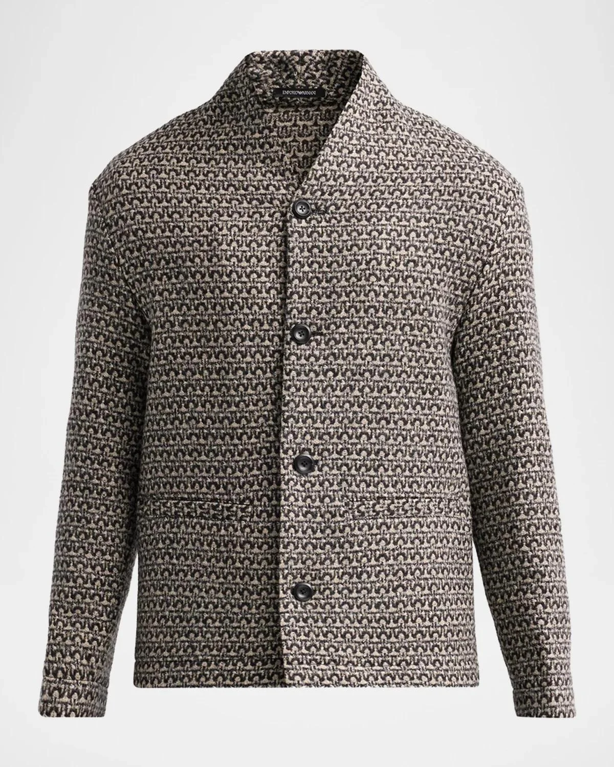Men's Wool Geo Tweed Effect Cardigan Jacket - 1