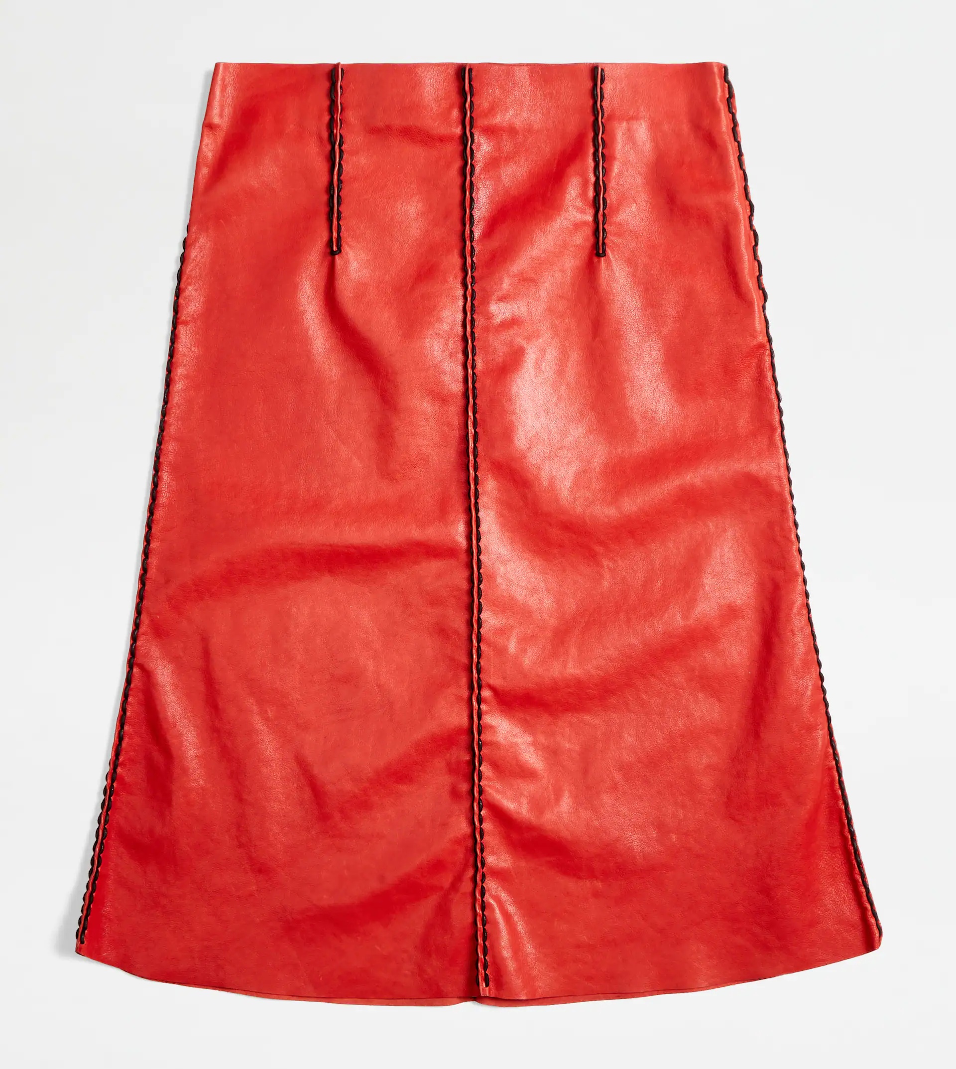 LEATHER SKIRT - RED - 1