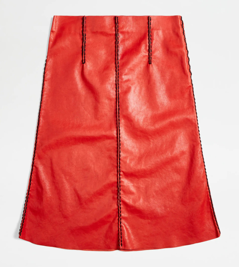 LEATHER SKIRT - RED 1