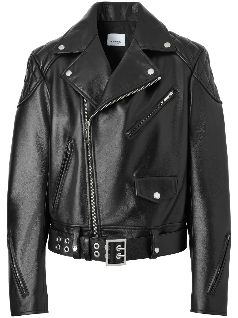 diamond quilted-panel biker jacket - 1