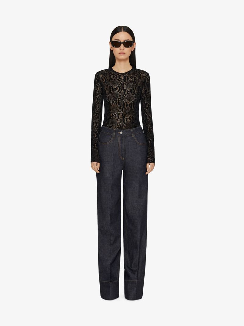 Givenchy BODYSUIT IN PYTHON PRINT TULLE WITH 4G DETAIL outlook
