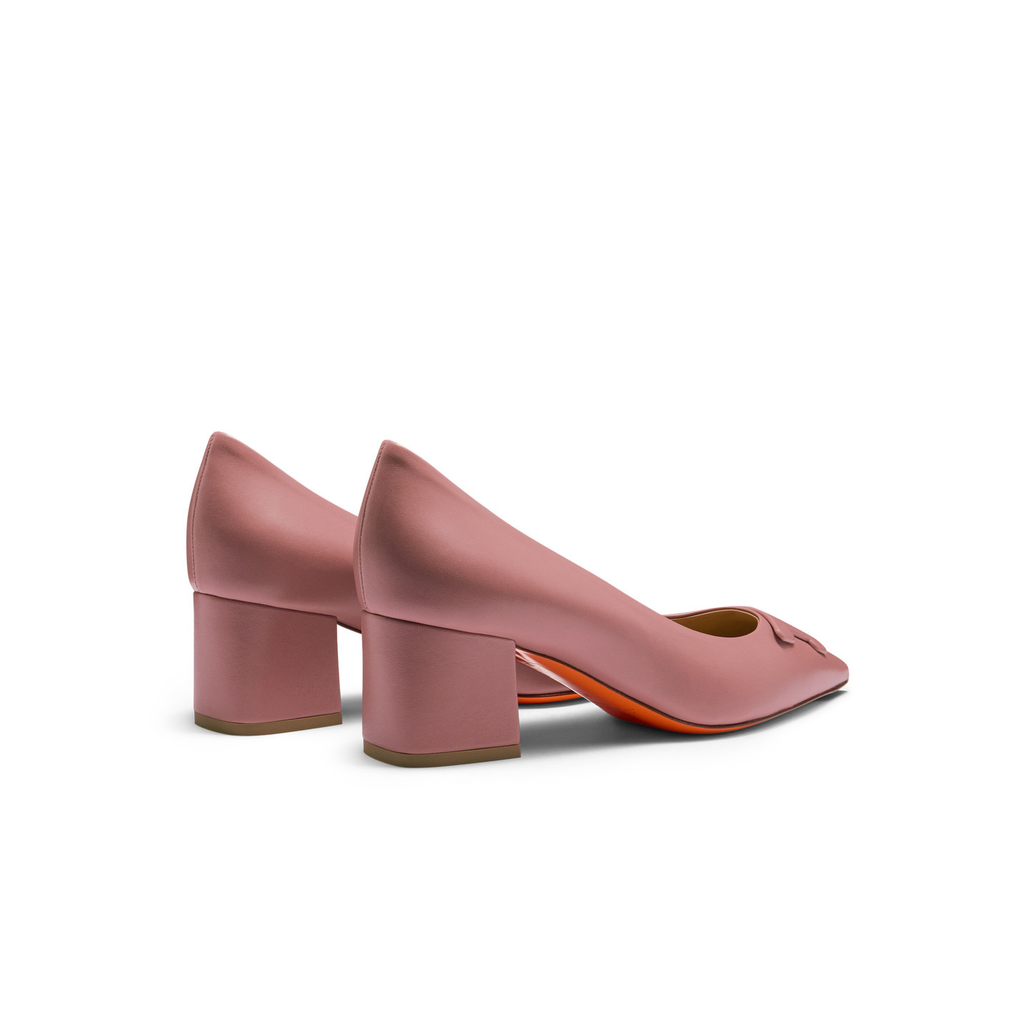 Women's pink leather mid-heel Santoni Sibille pump - 3