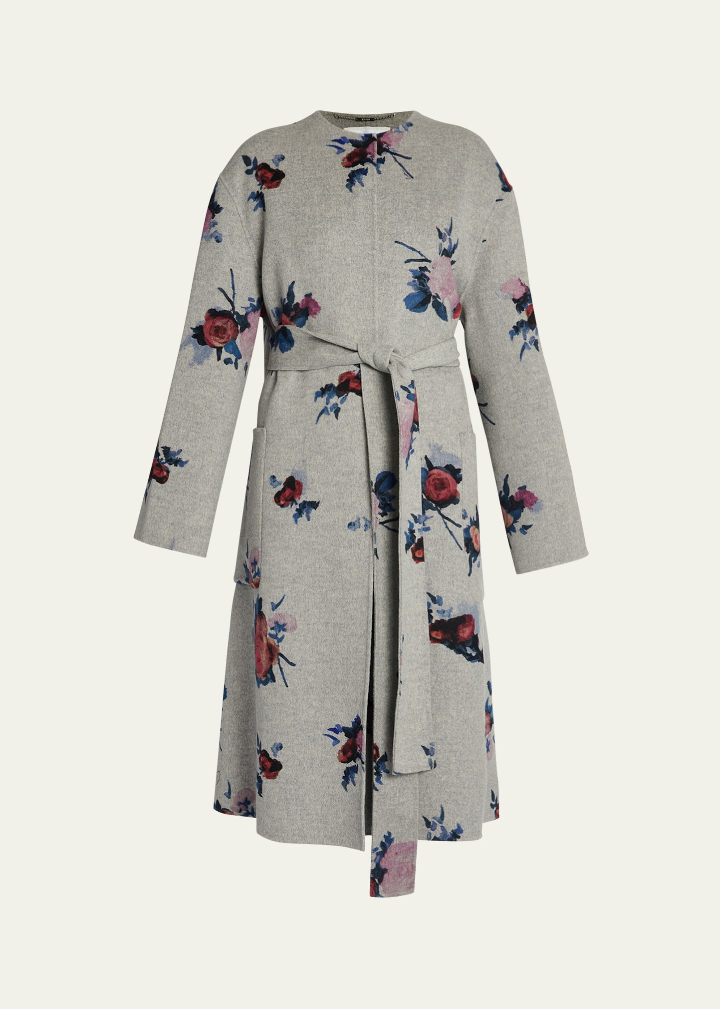 Flower Wool Belted Oversized Coat - 1