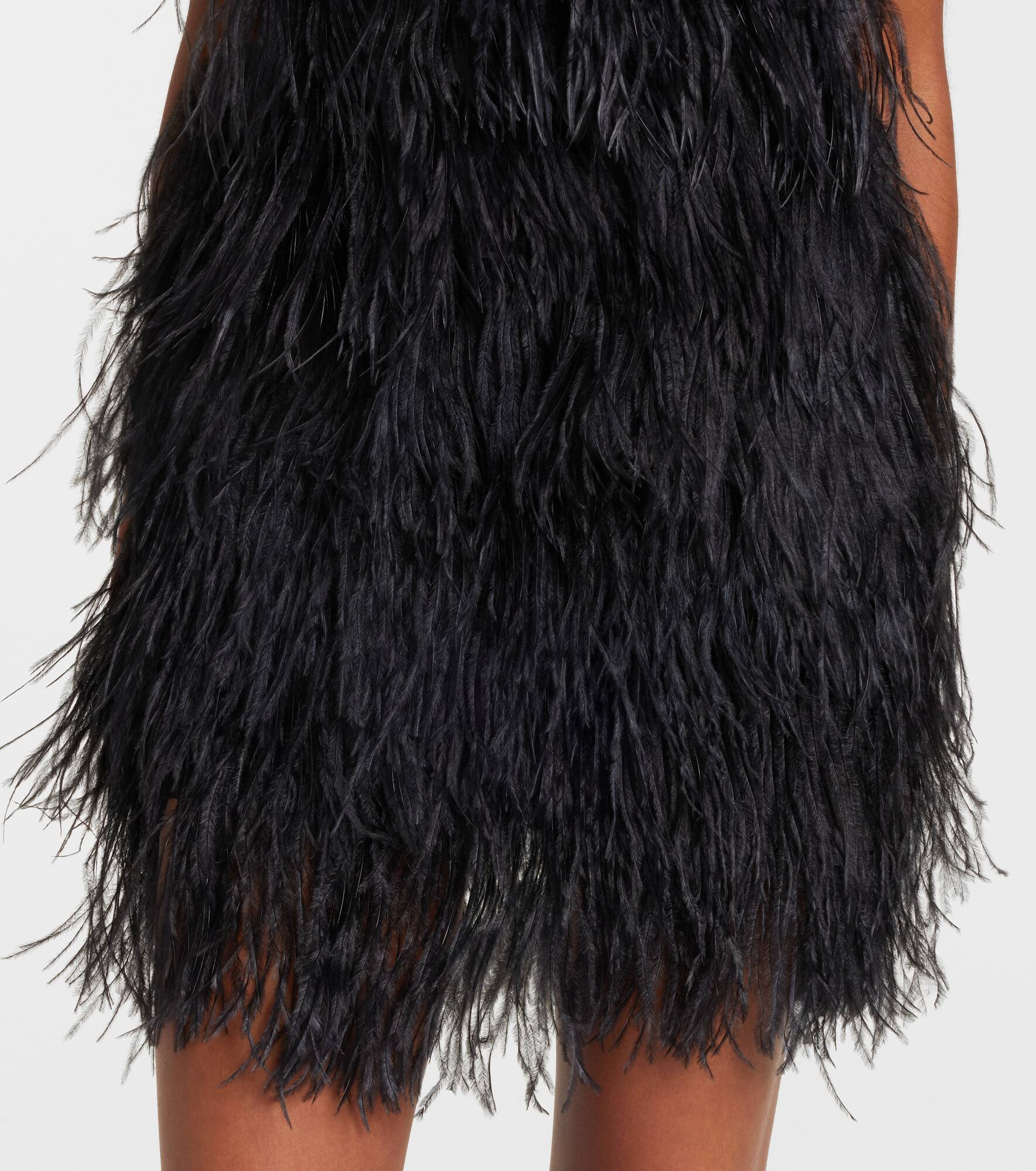 Feather-trimmed embroidered minidress - 5