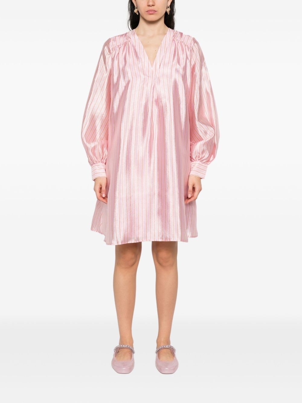 Yorando stripe V-neck dress - 2