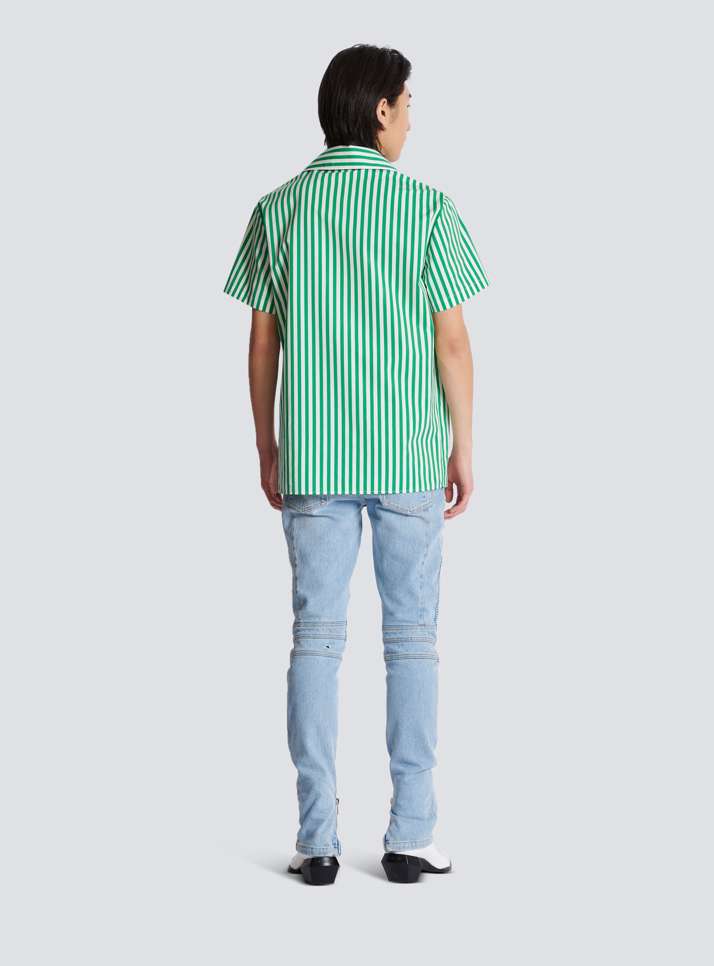 Short-sleeved striped cotton pyjama shirt - 4
