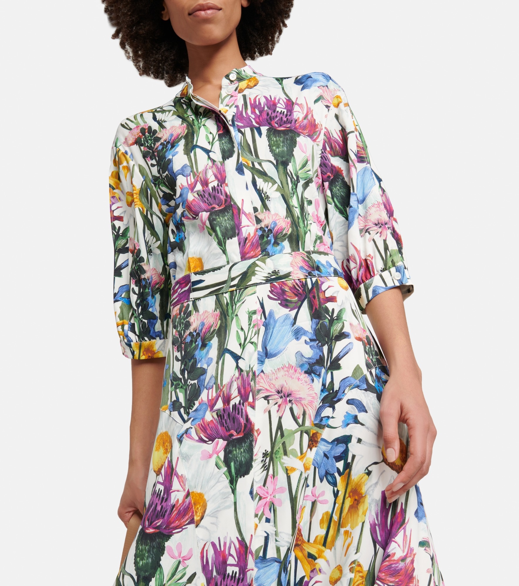 Floral satin midi dress - 6