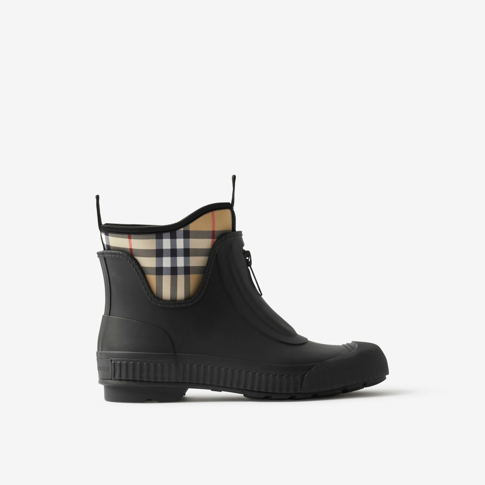 Vintage Check Neoprene and Rubber Rain Boots - 1