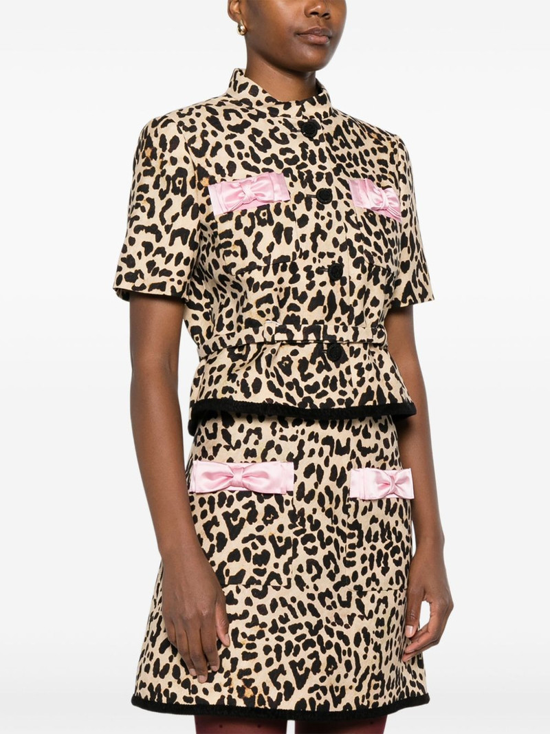Animalier bow-detail cropped jacket 3