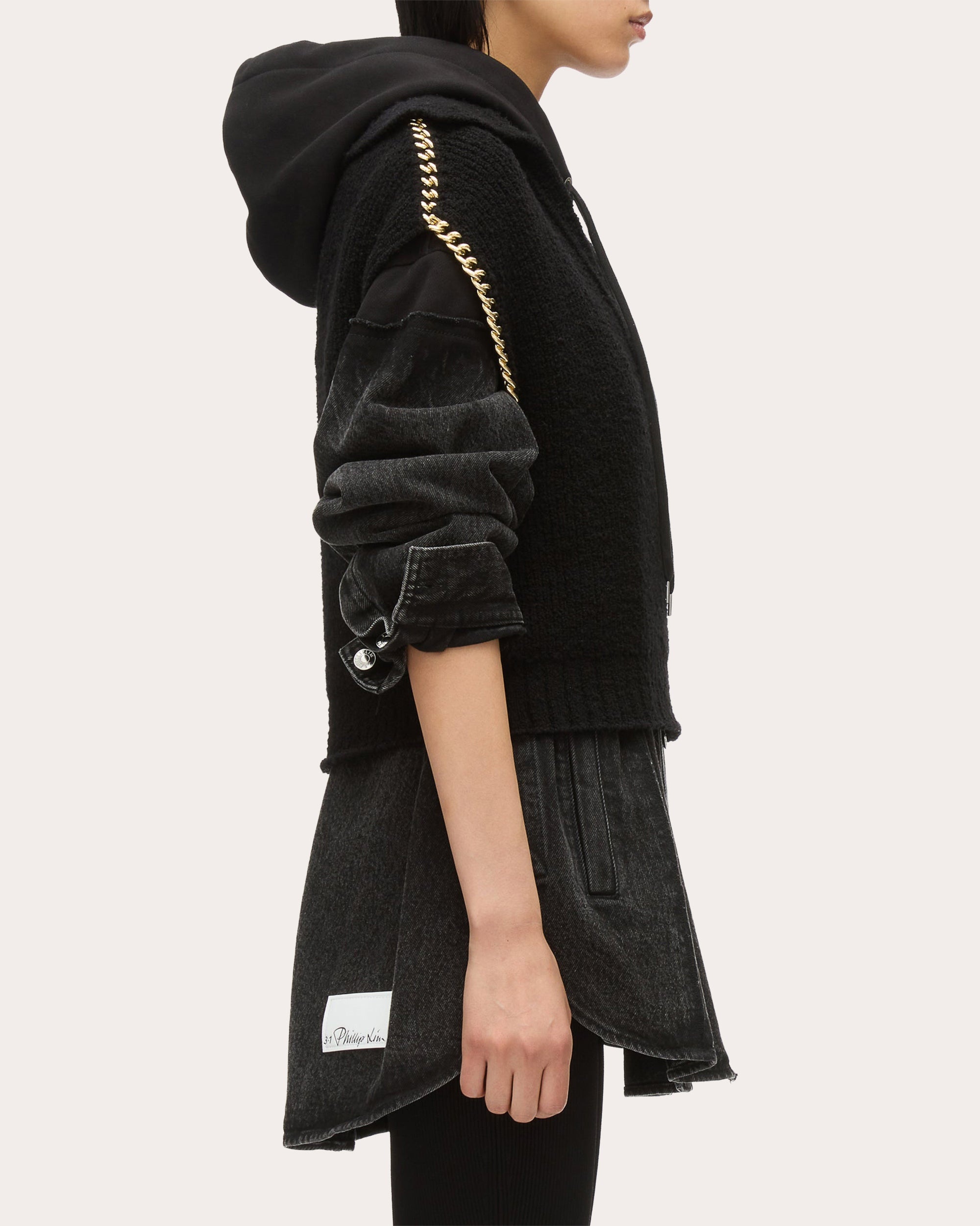 Cropped Chain-Embellished Wool Bouclé Knit Sweater - 3