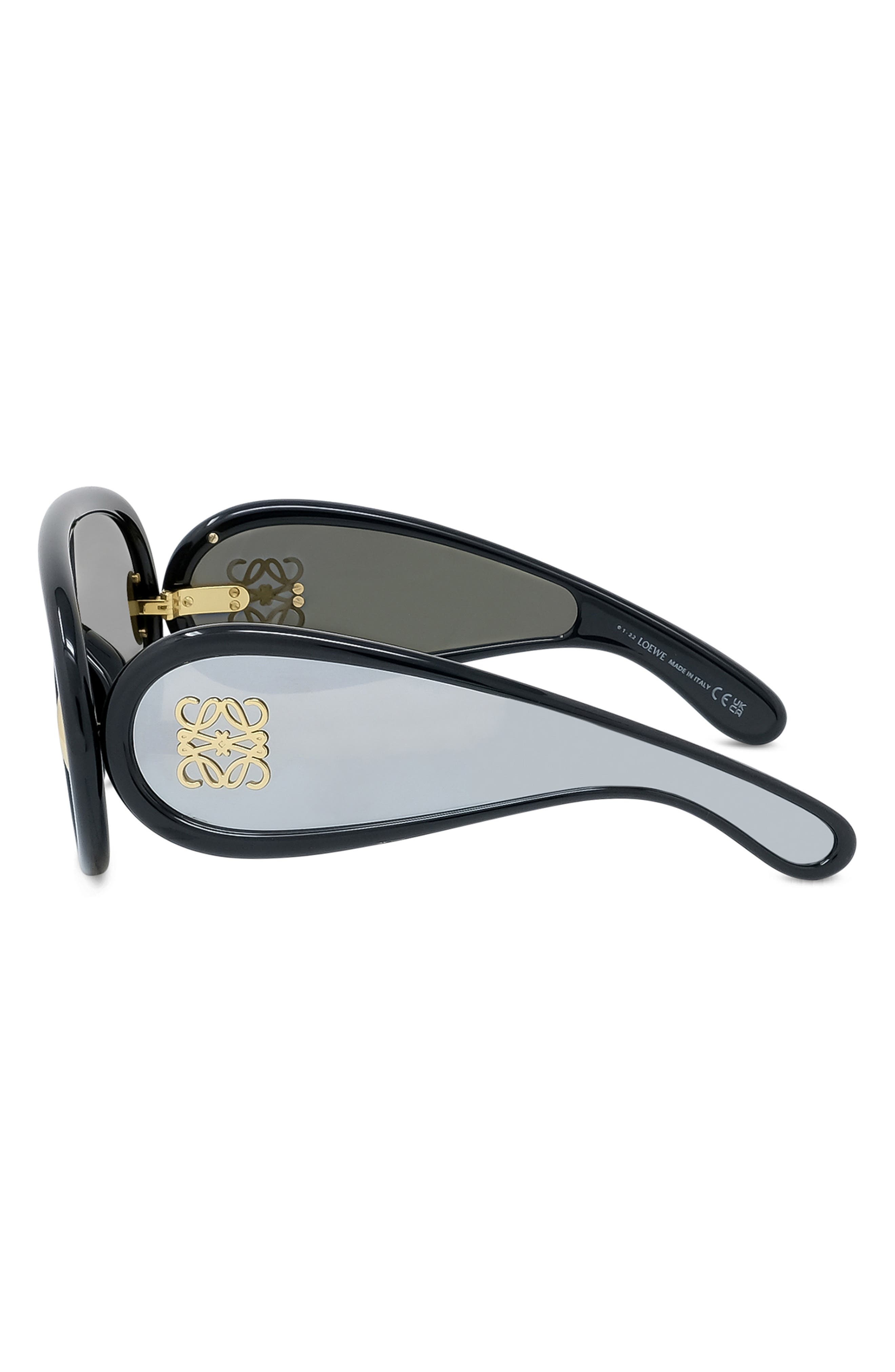 Loewe x Paula's Ibiza 56mm Mask Sunglasses in Shiny Black /Smoke Mirror at Nordstrom - 4