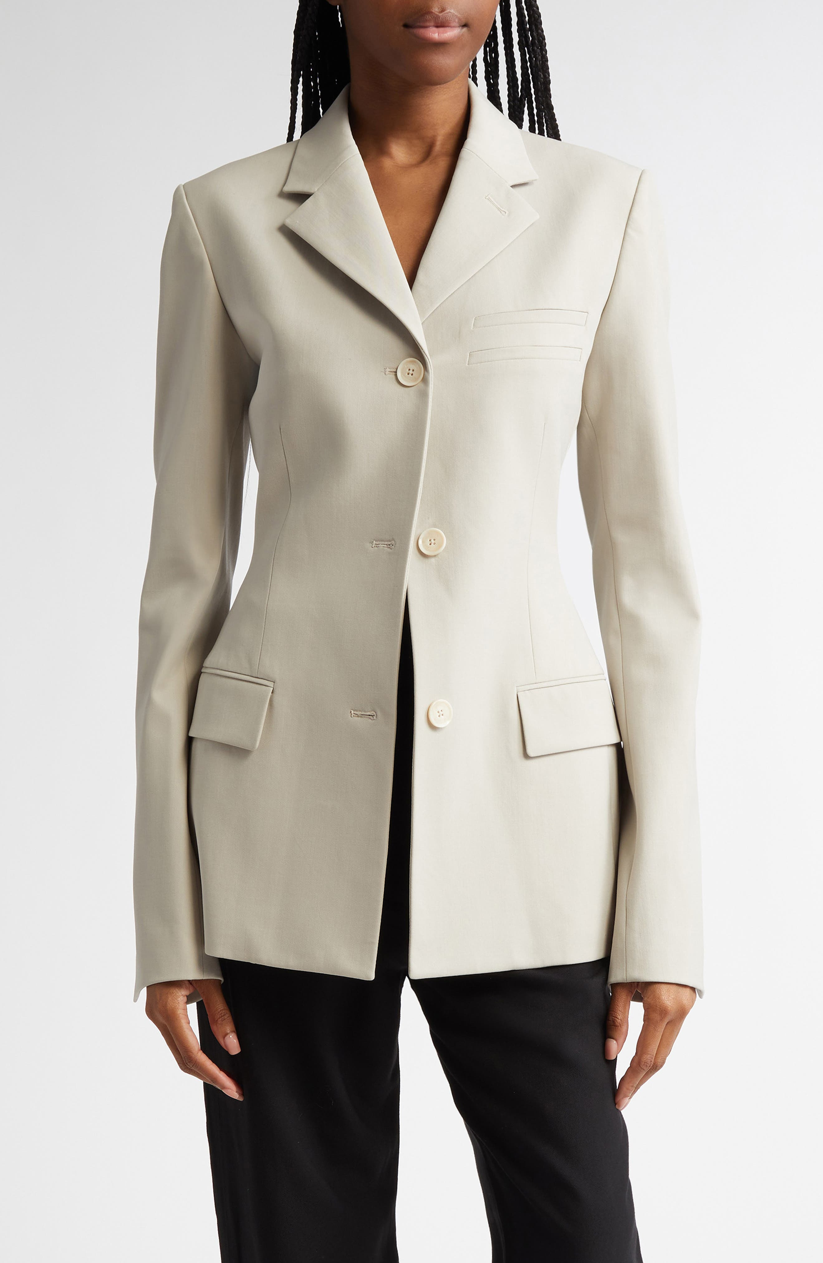 Proenza Schouler Lark Wool Blend Gabardine Blazer in Taupe at Nordstrom - 1