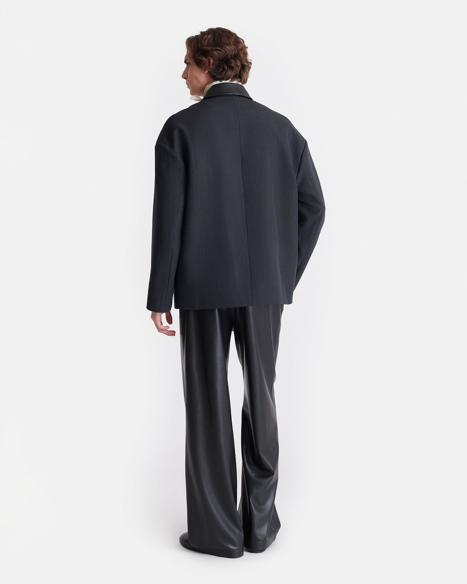 Wool Twill and Regenerated Leather Jacket - 4