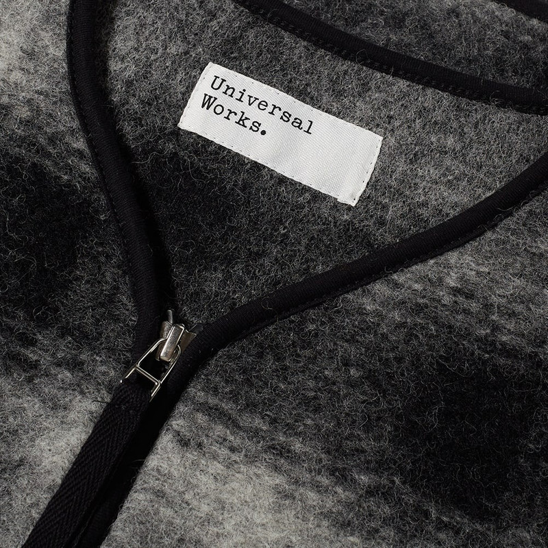 Universal Works Wool Fleece Check Zip Waistcoat 4