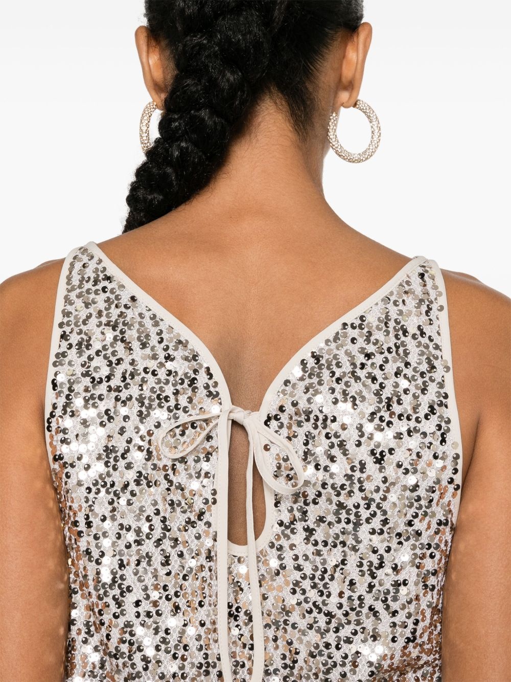 sequinned mesh tank top - 5