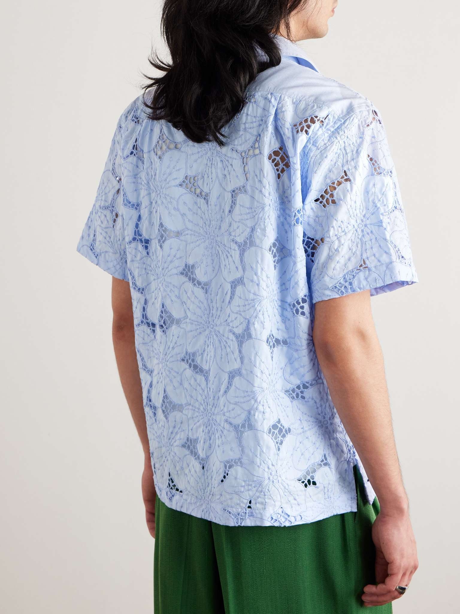 Highlife Camp-Collar Embroidered Broderie Anglaise Cotton-Blend Shirt - 4