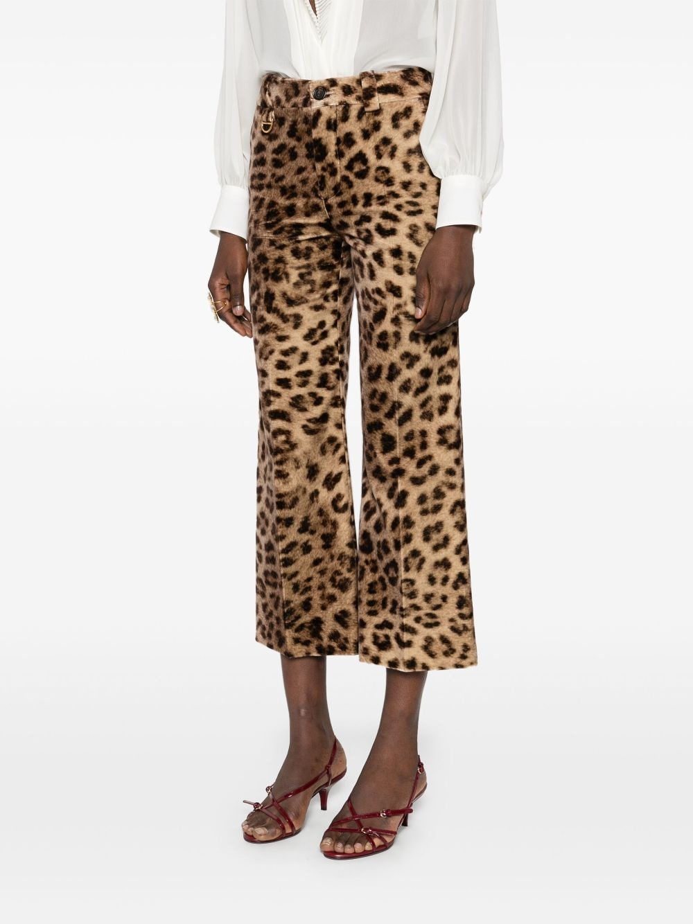 leopard-print velvet trousers - 3