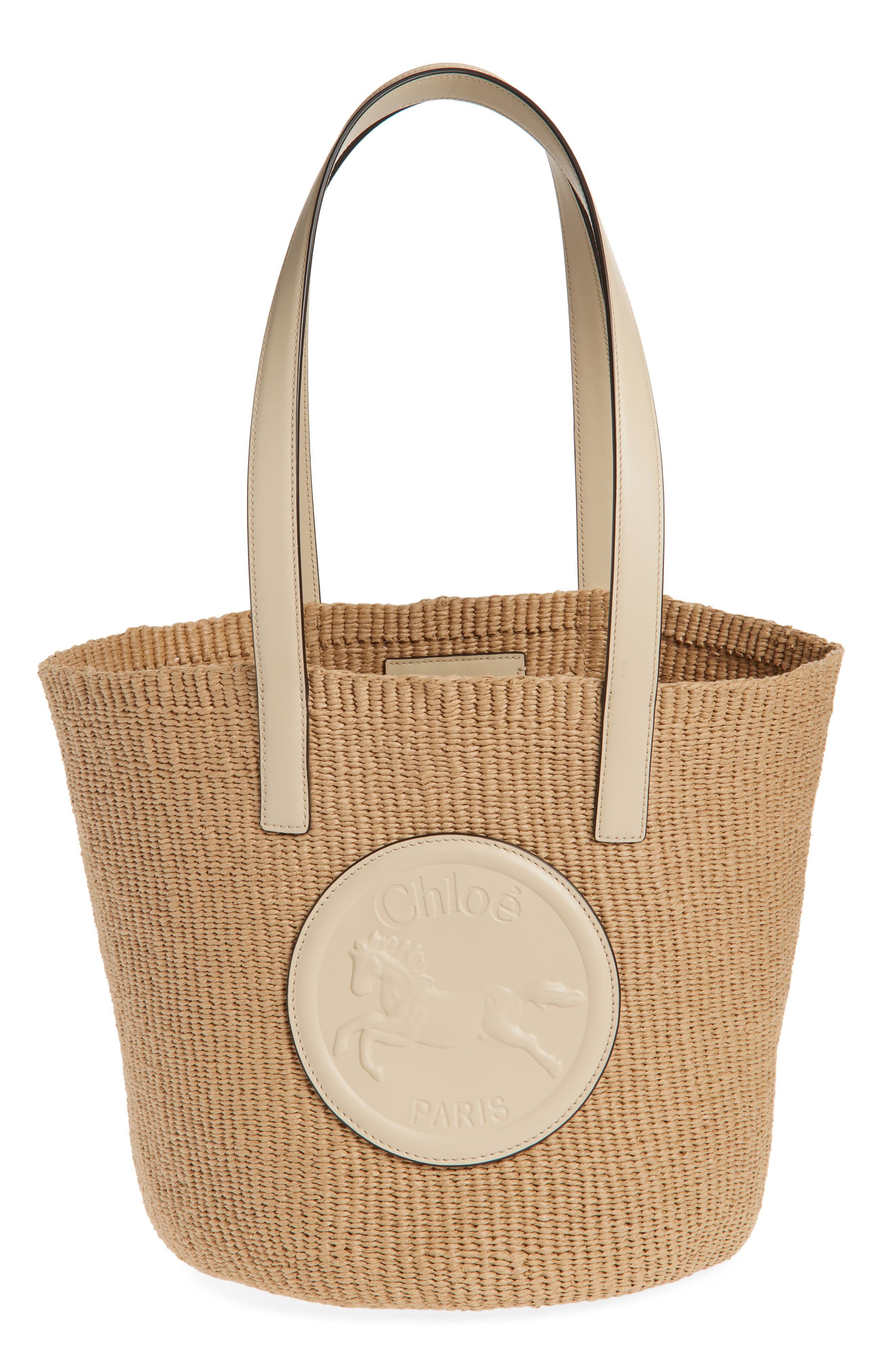 Chloé Large Horse Medal Basket Bag in Deep Ivory at Nordstrom - 1