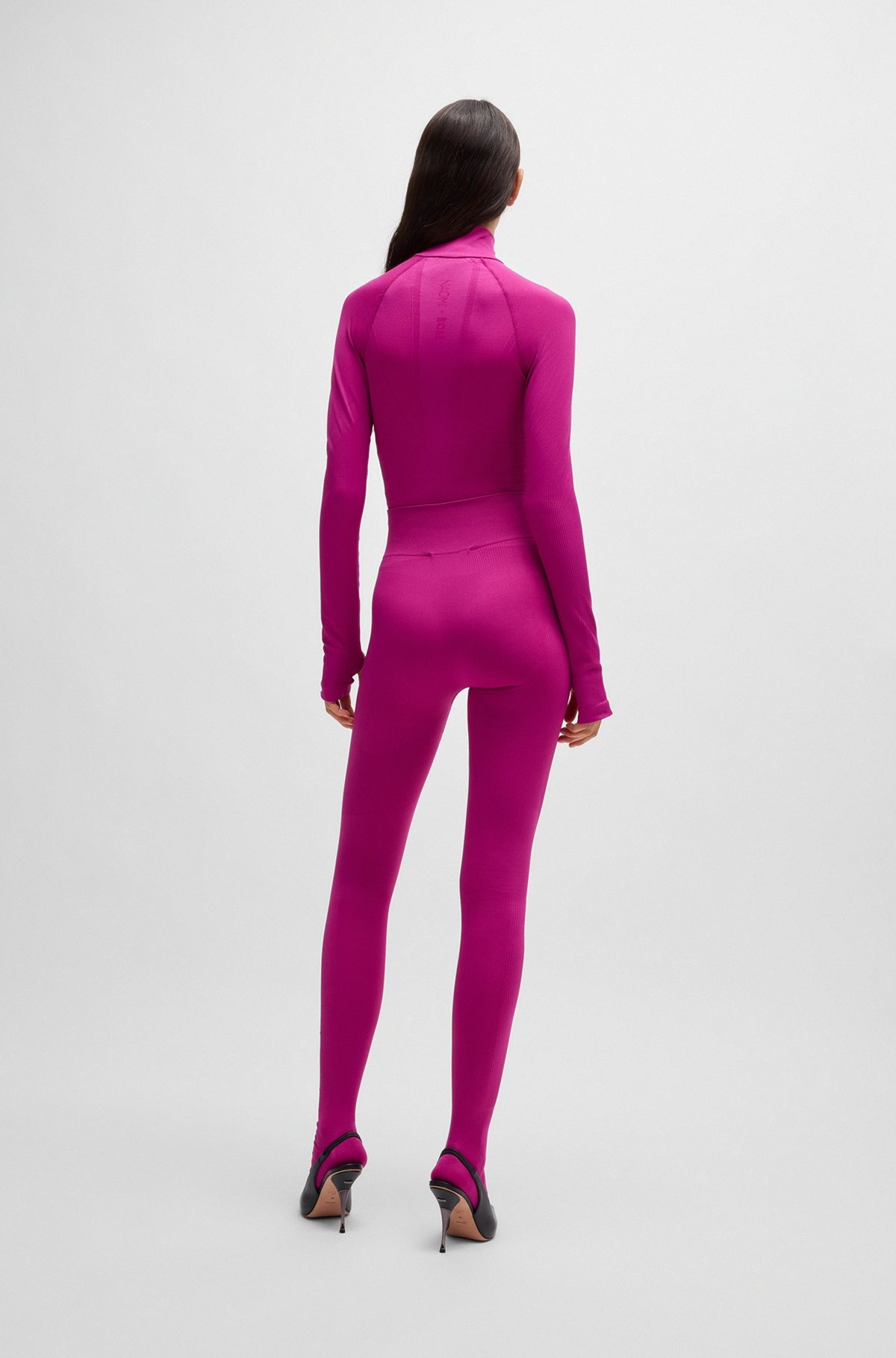 NAOMI X BOSS STRETCH-JERSEY LEGGINGS WITH BRANDED WAISTBAND - 4