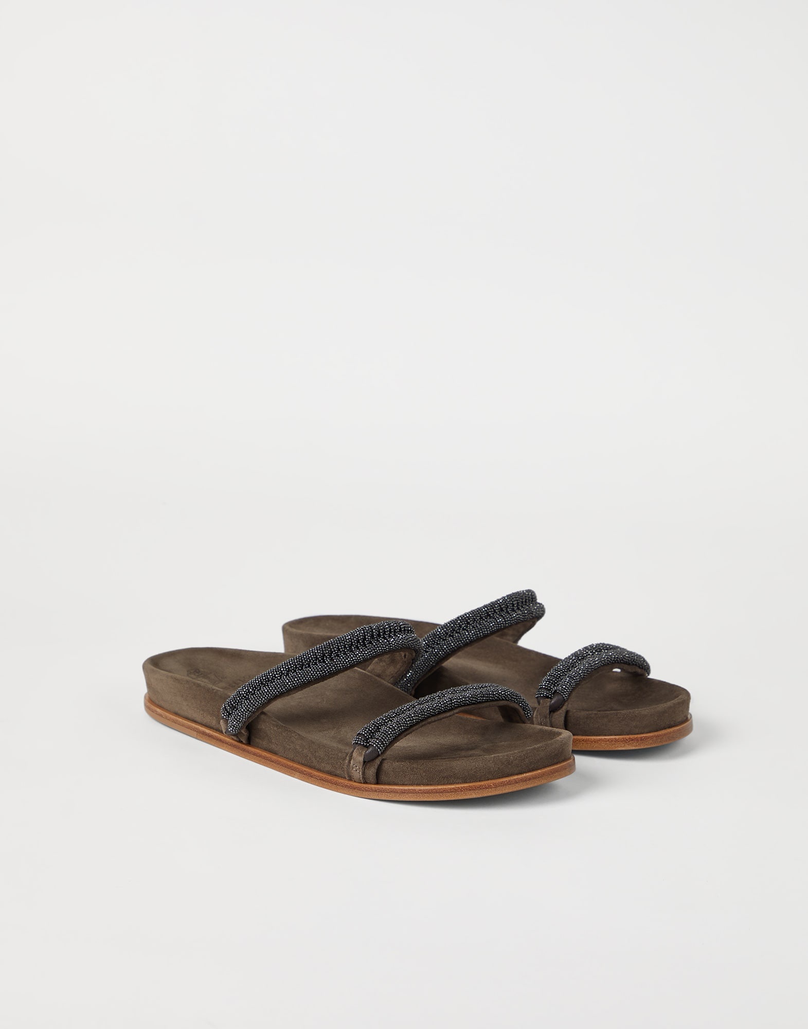 Suede slides with precious braided straps - 1