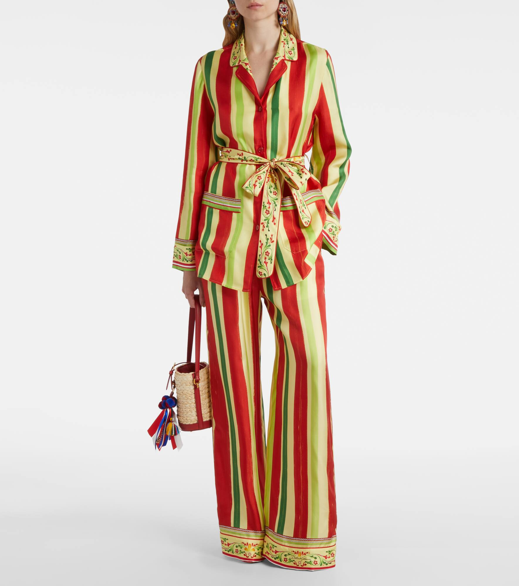 High-rise striped silk palazzo pants - 2