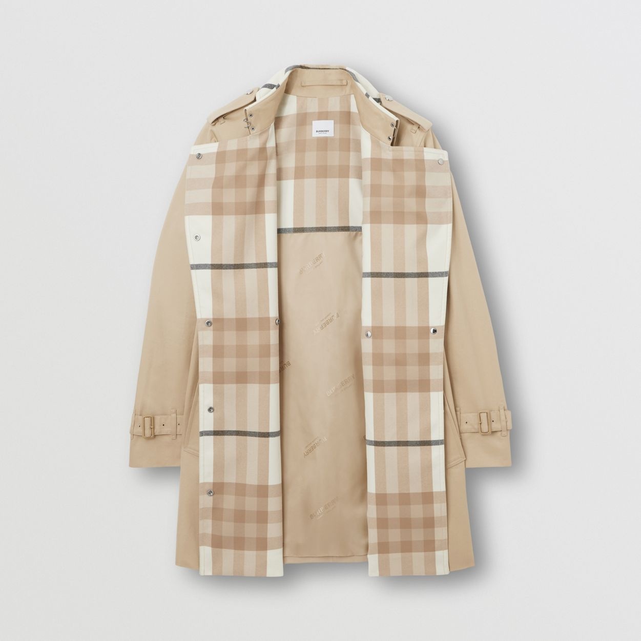 Check Panel Cotton Gabardine Trench Coat - 8