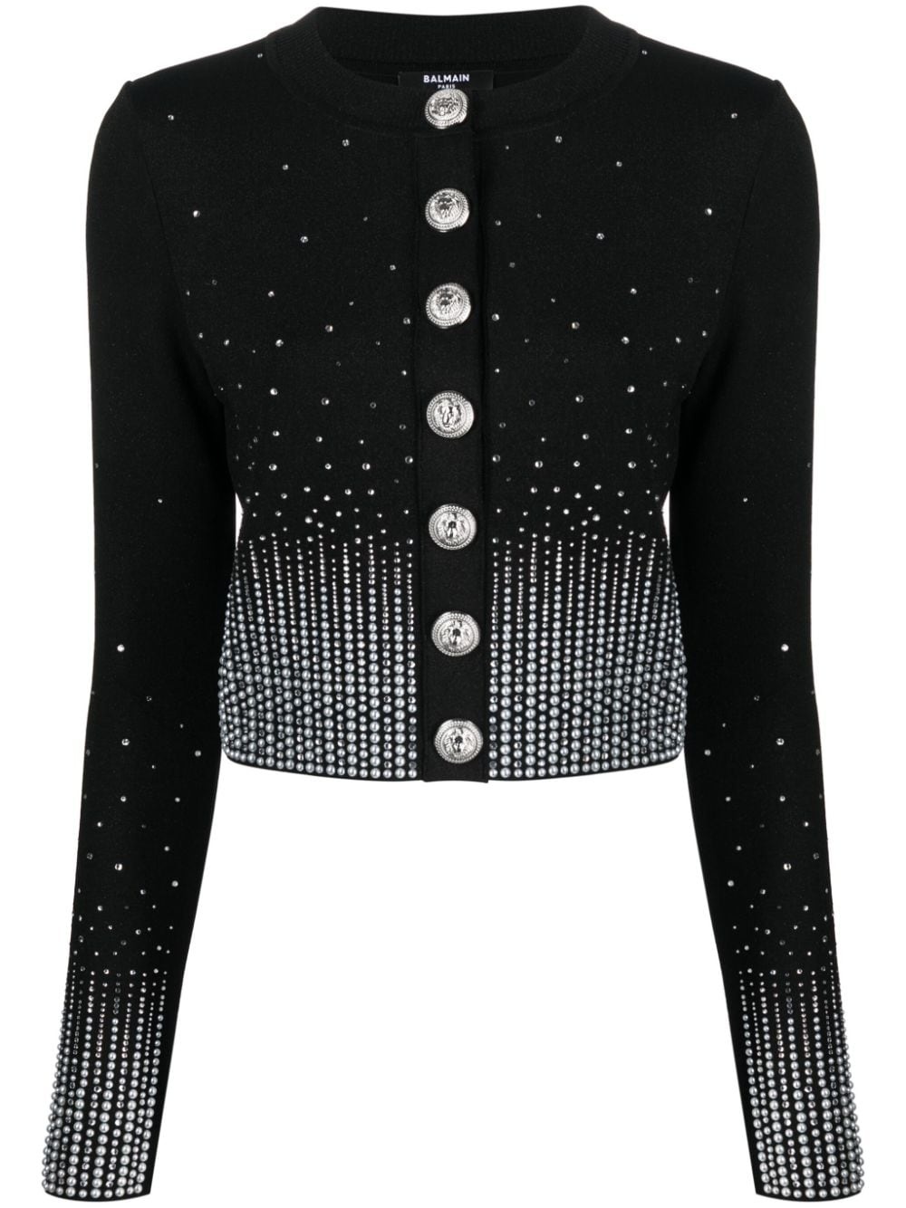 crystal-embellished button-up cardigan - 1