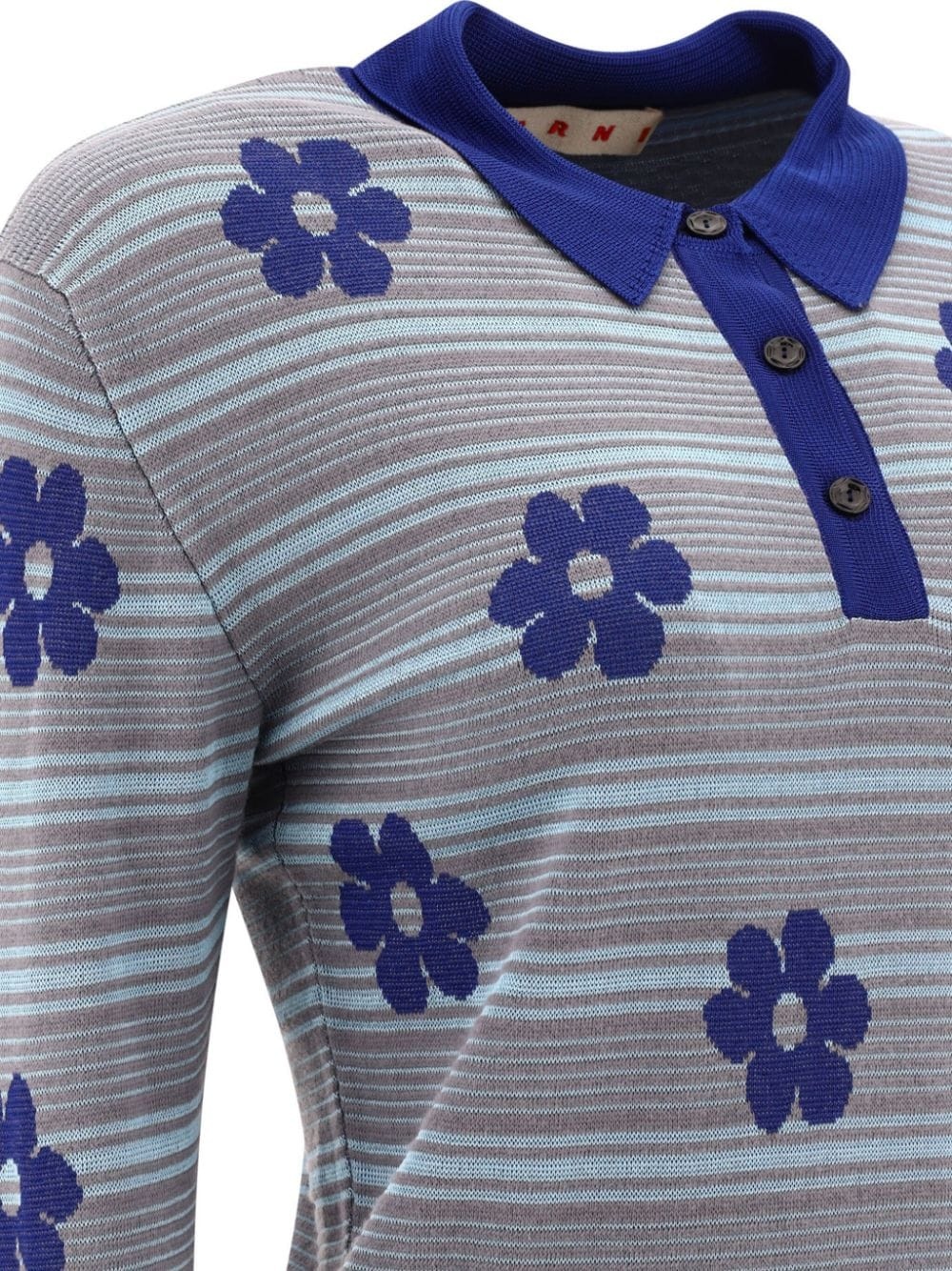 floral embroidered striped polo - 4