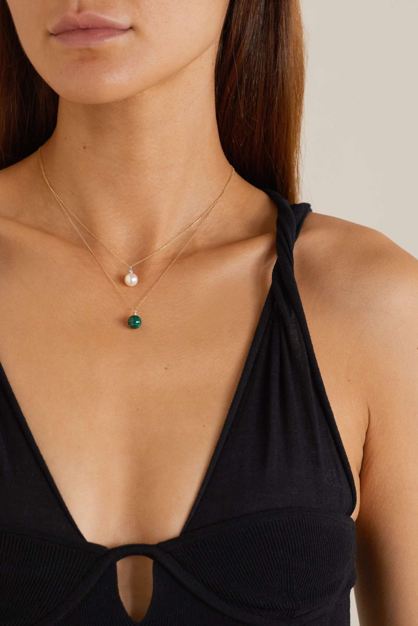 14-karat gold, pearl and diamond necklace - 5