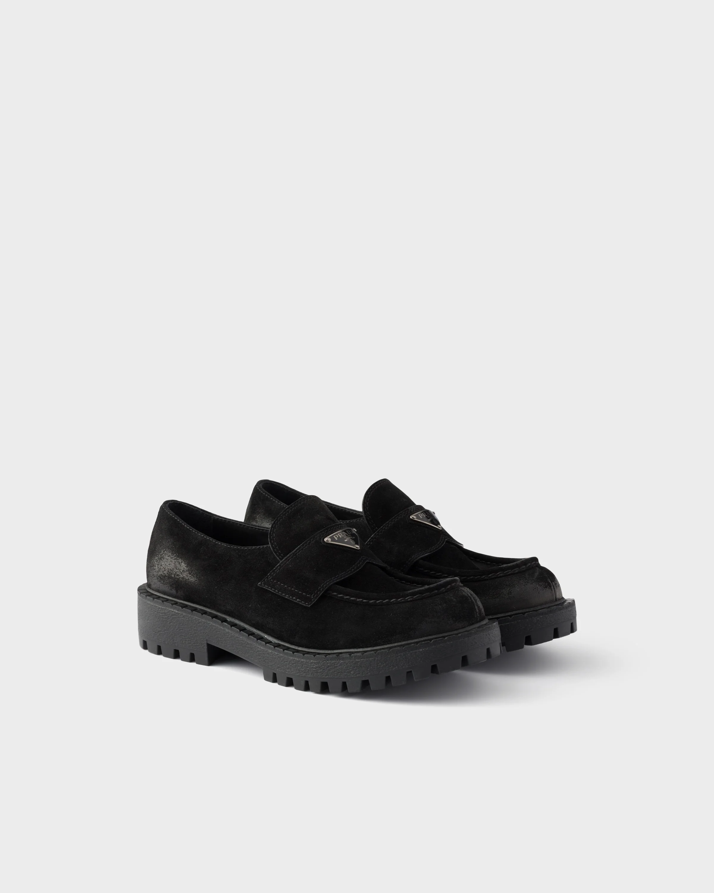 Aged suede loafers - 1