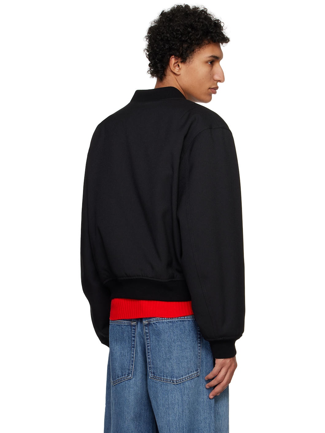 Black Padded Bomber Jacket - 3