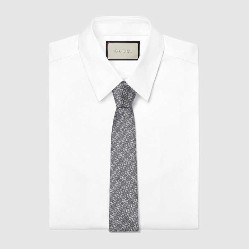 GUCCI Horsebit silk jacquard tie outlook
