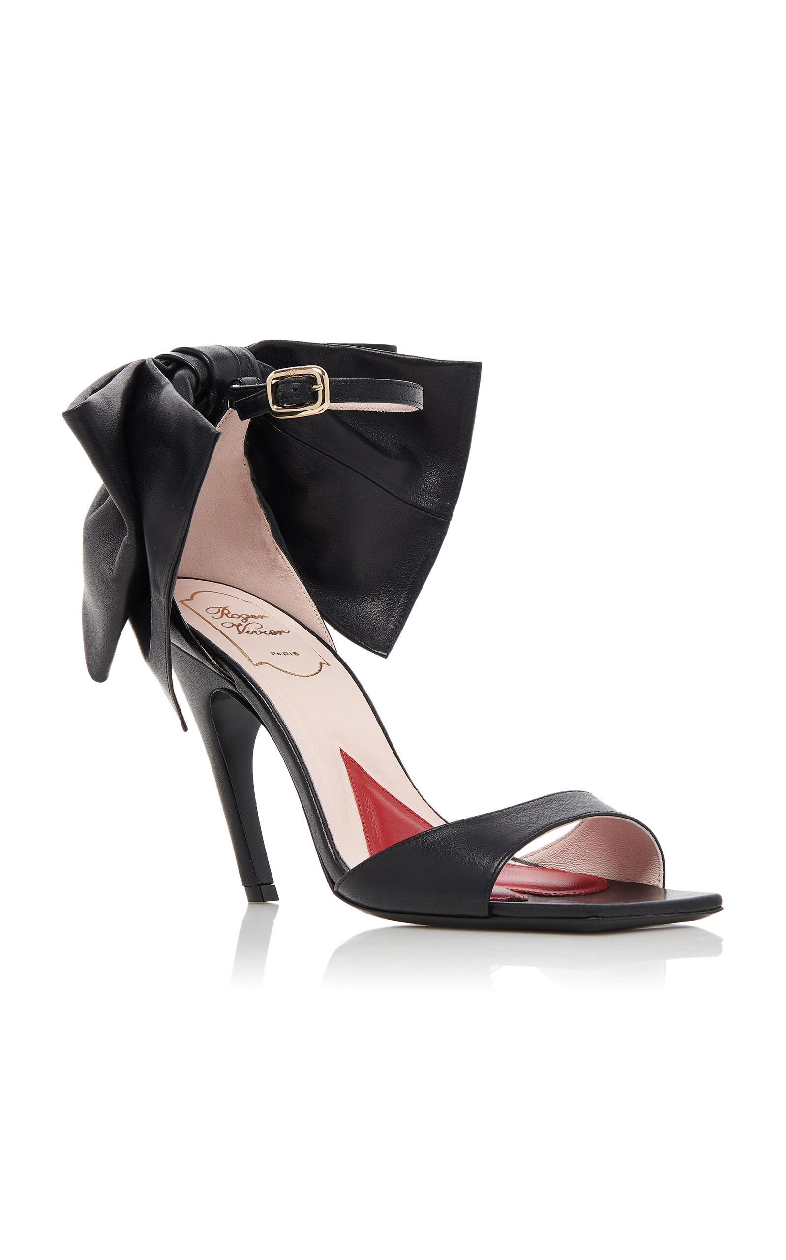 Choc Bow Leather Sandals black - 4