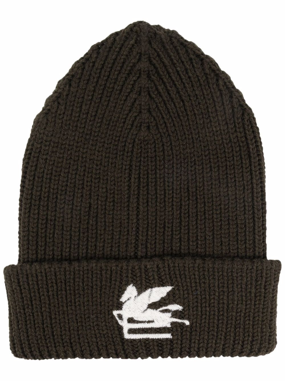 embroidered-logo knitted beanie - 1