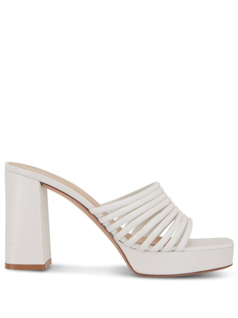 multi-strap leather platform mules - 1