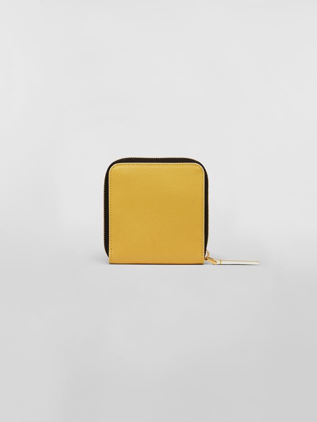 SQUARE ZIP-AROUND WALLET IN MONO-COLOURED SAFFIANO CALF LEATHER - 3