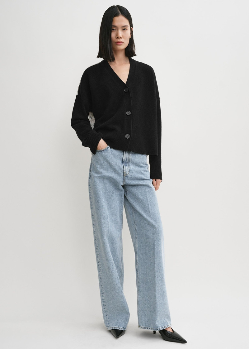 Totême Boxy satin-back cardigan black outlook