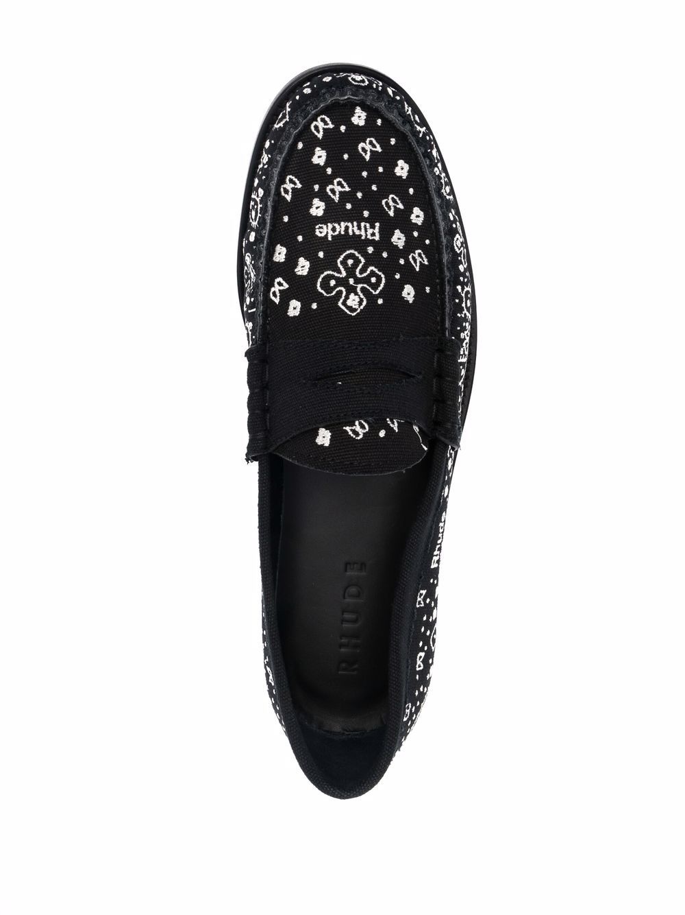bandana-print raw-cut loafers - 4
